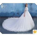 Robe de Mariage 2016 Perles de luxe perlées Robe de mariée en dentelle sexy en dentelle à la robe de mariée avec queue longue